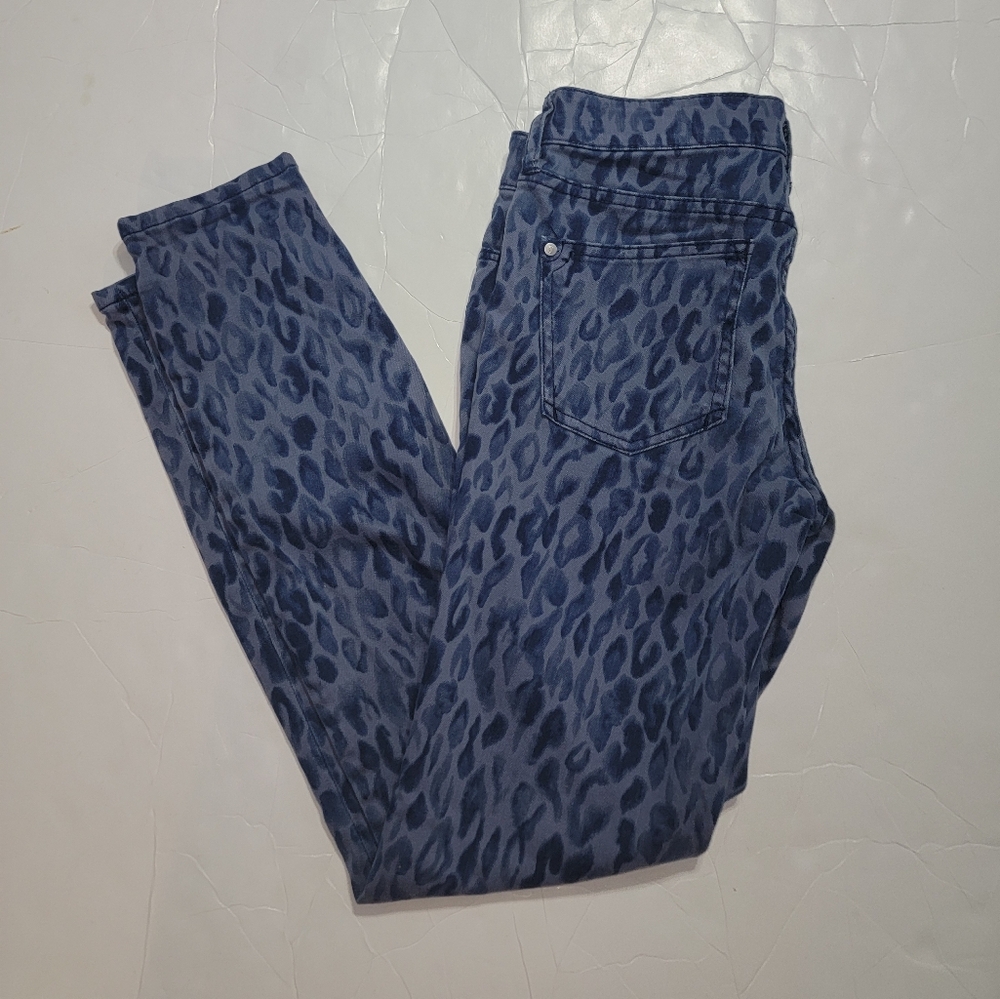 Anthropologie Pilcro And The Letterpress Skinny Jeans Size 25 Blue Leopard - Picture 4 of 12